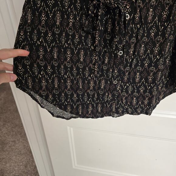 Women's Forever 21 Black Patterned Button Down Belted Shirt Dress | Size Small - Picture 7 of 11